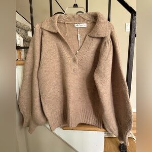 Petal and Pup collared balloon sleeve sweater